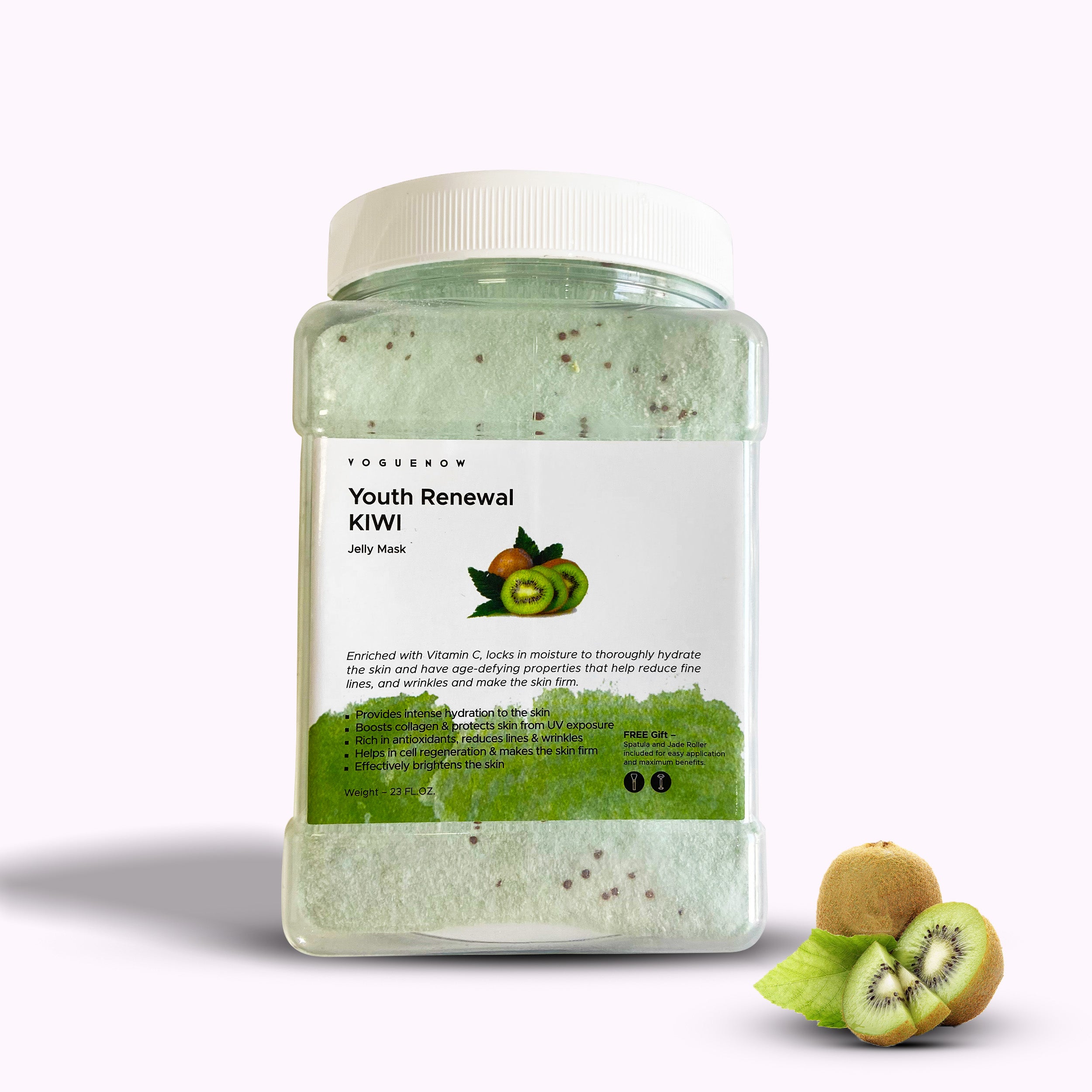 Vajacial Jelly good Mask Kiwi Wholesale Refill 1kg 1 kilo Refill 2.2 lb.with pieces of Kiwi fruit