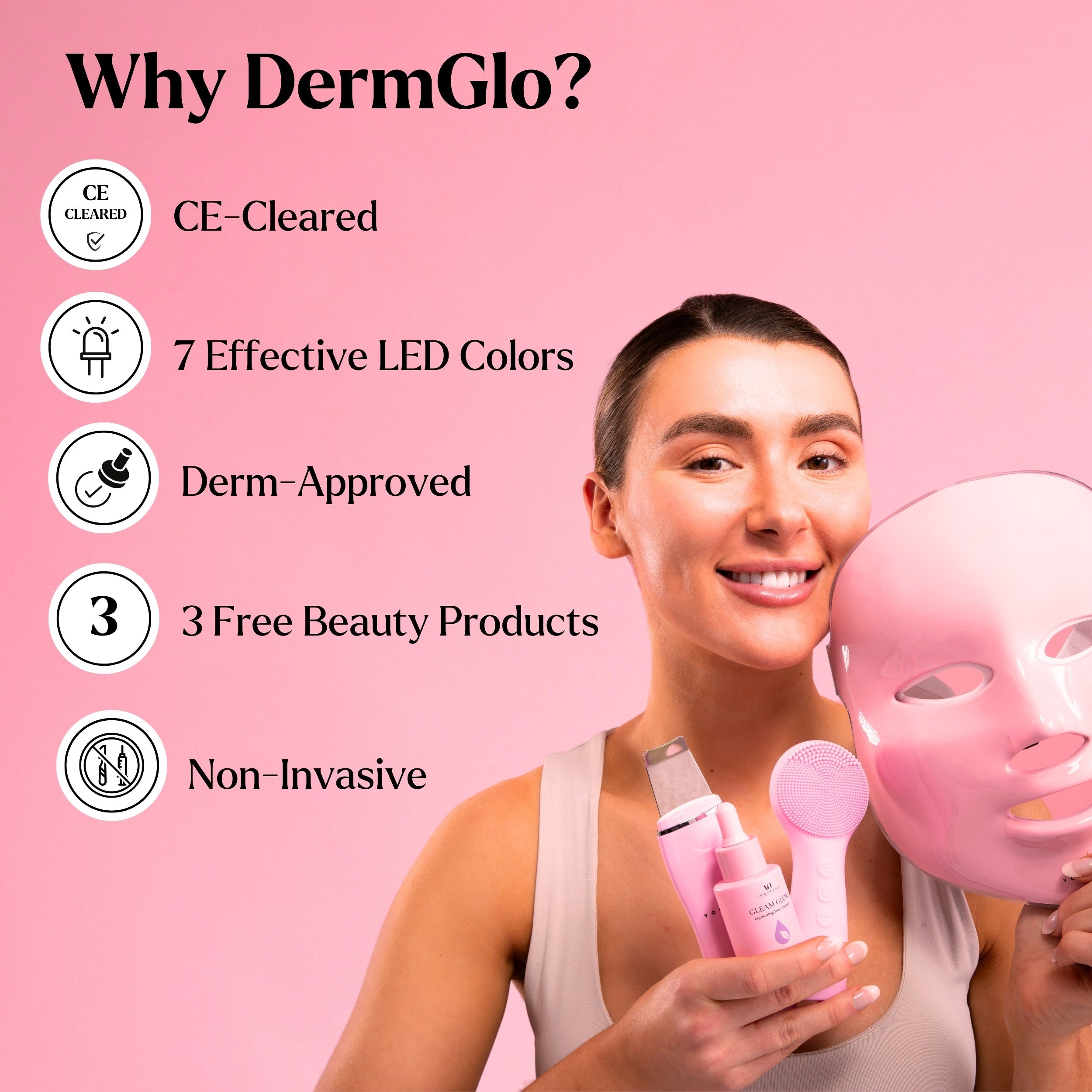 DermGlo LED Face Mask Light Therapy Spa Kit